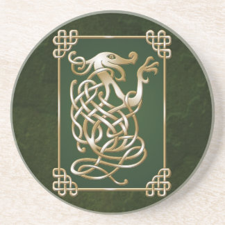 Posavasos De Arenisca Lobo céltico - fondo verde