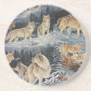 Posavasos De Arenisca Lobos de invierno
