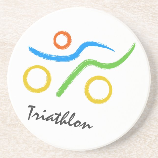Posavasos De Arenisca Logo de Triathlon (Frente)