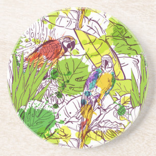 Posavasos De Arenisca Loros tropicales