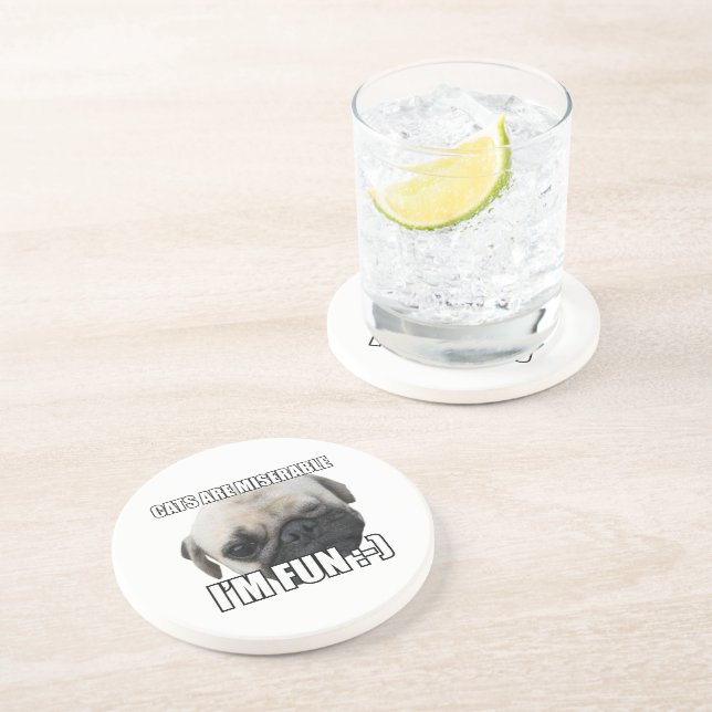 POSAVASOS DE ARENISCA LOS GATOS SON MISERABLES, SOY DIVERTIDO :-) MEME (Lado)