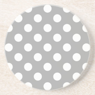 Posavasos De Arenisca Los puntos de polka blanco sobre gris