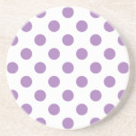 Posavasos De Arenisca Los puntos de polka de lavanda sobre blanco<br><div class="desc">Puntos de lavanda y de polka blanca</div>