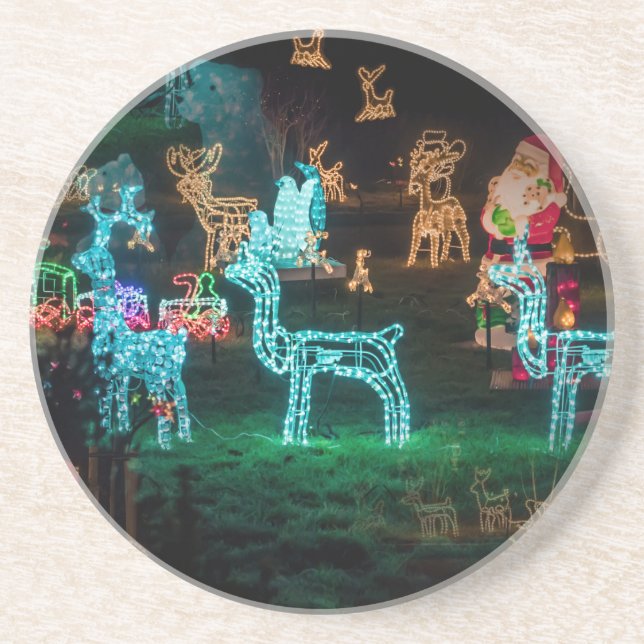 Posavasos De Arenisca Luces de navidad (Frente)