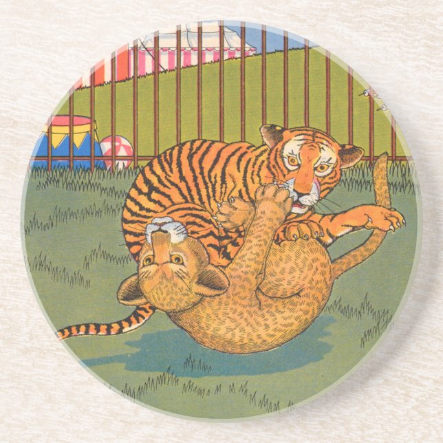 Posavasos De Arenisca lucha de tigres y leopardo (Frente)