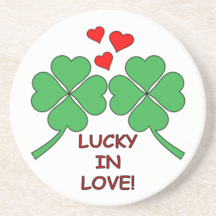 Posavasos De Arenisca Lucky In Love Hearts Clover