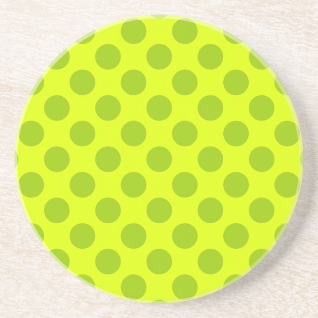 Posavasos De Arenisca Lunares verdes chartreuse (Frente)