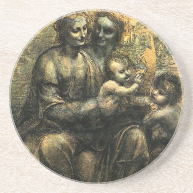 Posavasos De Arenisca Madonna e hijo de da Vinci (Frente)
