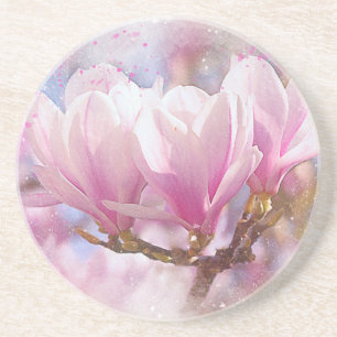 Posavasos De Arenisca Magnolia púrpura rosada en flor de primavera