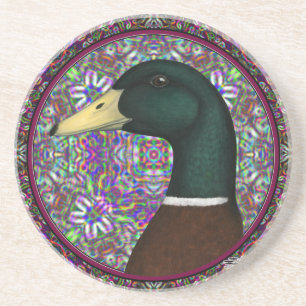 Posavasos De Arenisca Mallard Drake Mosaic Circle
