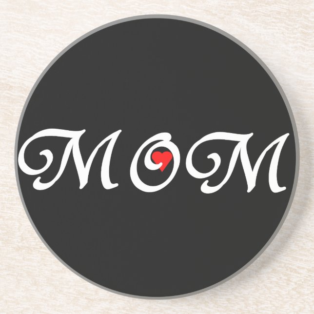 Posavasos De Arenisca Mamá con el corazón rojo (Frente)