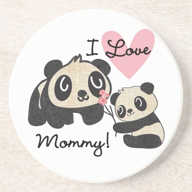 Posavasos De Arenisca Mamá del amor de las pandas I (Frente)
