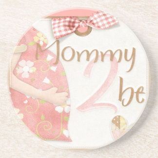 Posavasos De Arenisca Mammy Baby Shower Glass Coasters