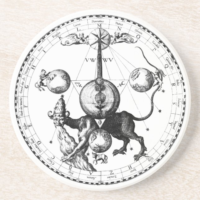 Posavasos De Arenisca Mandala de Qabalah (Frente)