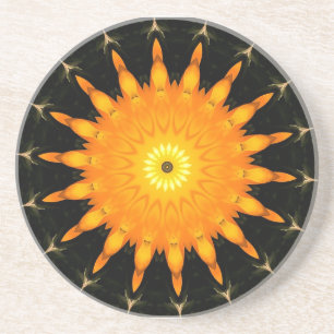 Posavasos De Arenisca Mandalá de Sol Radiante Arte de Caleidoscopio