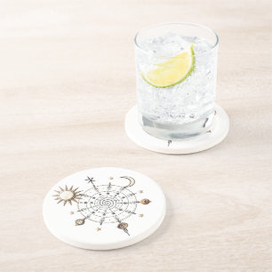 Posavasos de arenisca Mandala del Sol y la Luna Ce