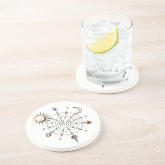 Posavasos de arenisca Mandala del Sol y la Luna Ce