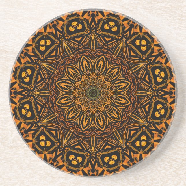 Posavasos De Arenisca Mandala dorada (Frente)