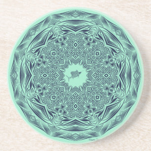 Posavasos De Arenisca Mandala tribal del pez volador de la marina de
