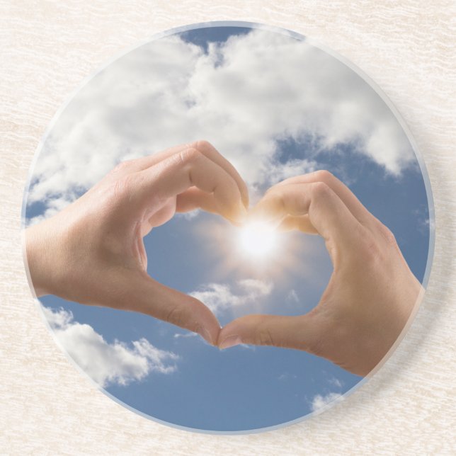 Posavasos De Arenisca Manos de amor (Frente)