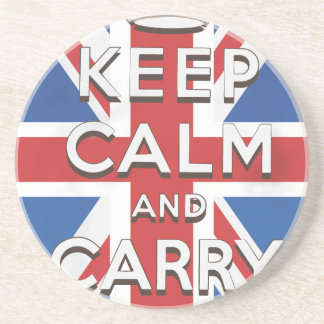 Posavasos De Arenisca Mantén la calma y sigue adelante Bandera británica