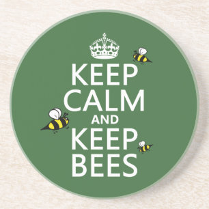 Posavasos De Arenisca Mantenga tranquilo y guarde las abejas - todos los