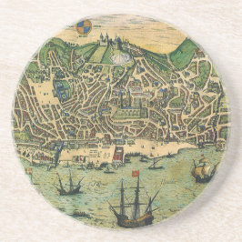 Posavasos De Arenisca Mapa antiguo de Lisboa, Portugal, por Braun/Hogenb