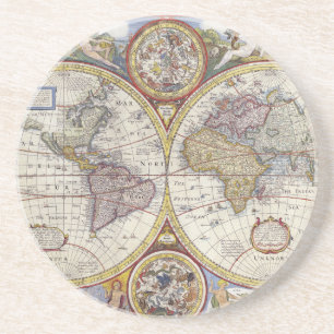 Posavasos De Arenisca Mapa antiguo del mundo