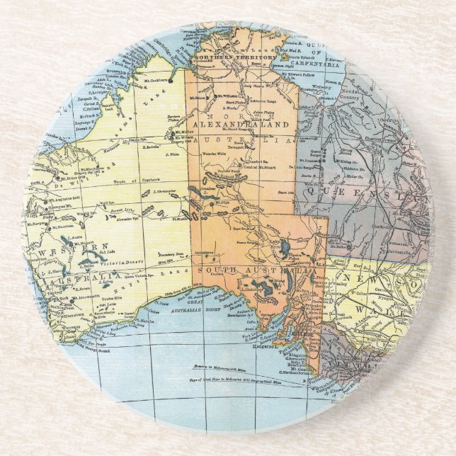 Posavasos De Arenisca MAPA: AUSTRALIA, c1890 (Frente)