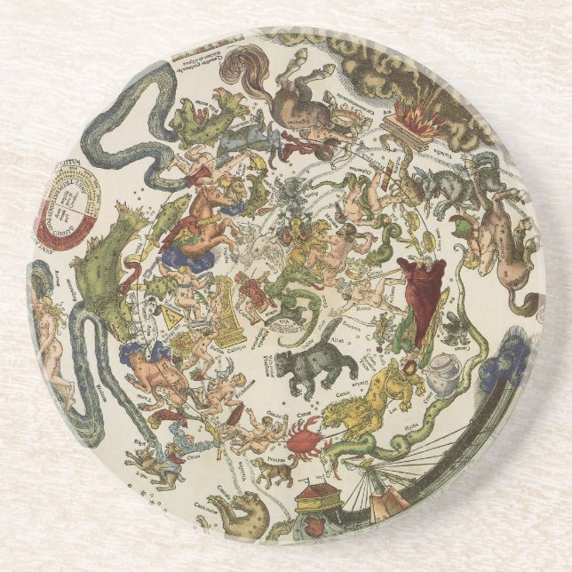 Posavasos De Arenisca Mapa celeste de Peter Apian, astronomía vintage (Frente)