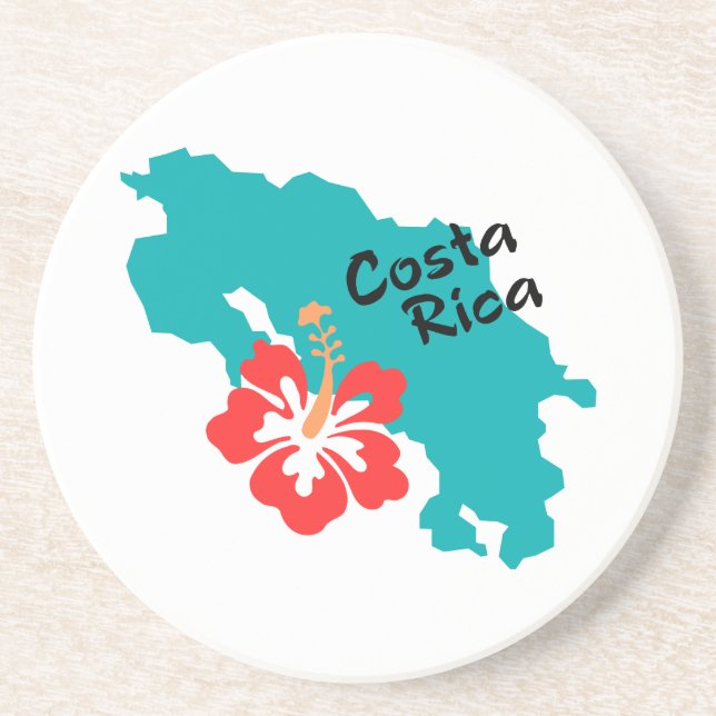 Posavasos De Arenisca Mapa de Costa Rica con el hibisco (Frente)