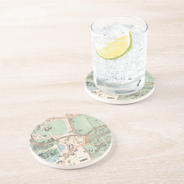 Posavasos De Arenisca Mapa de época de Central Park (1860) (Lado)