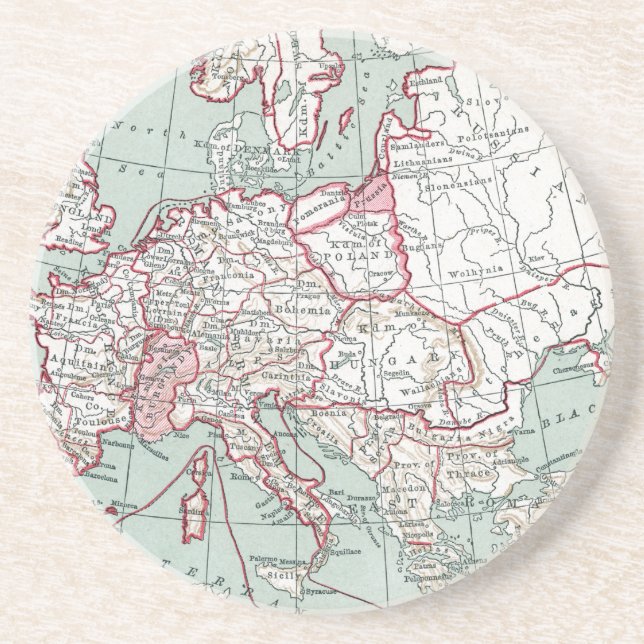 Posavasos De Arenisca MAPA De EUROPA, siglo XII (Frente)