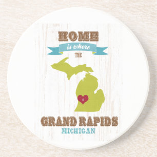 Posavasos De Arenisca mapa de Grand Rapids, Michigan - casero es donde