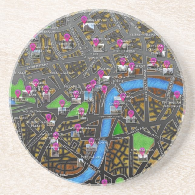 Posavasos De Arenisca Mapa de la carretera de Londres (Frente)