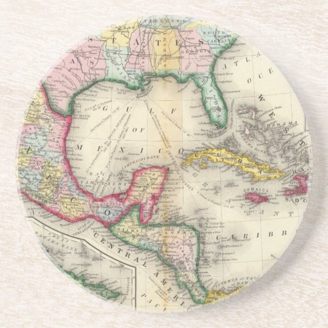 Posavasos De Arenisca Mapa De México, Centroamérica (Frente)