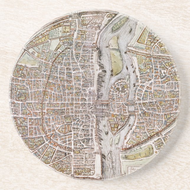 POSAVASOS DE ARENISCA MAPA DE PARÍS, 1581 (Frente)