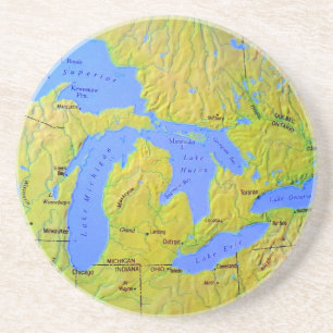 Posavasos De Arenisca Mapa del diseño de Great Lakes