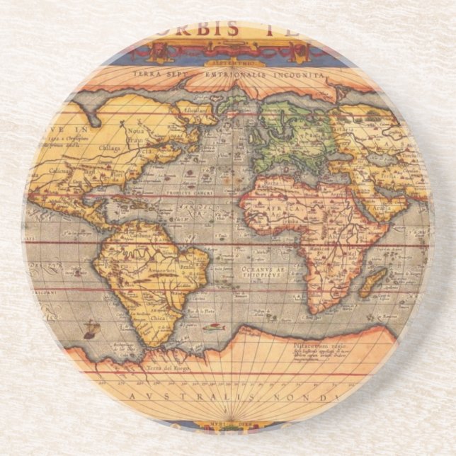 Posavasos De Arenisca Mapa del mundo a partir de 1601 (Frente)