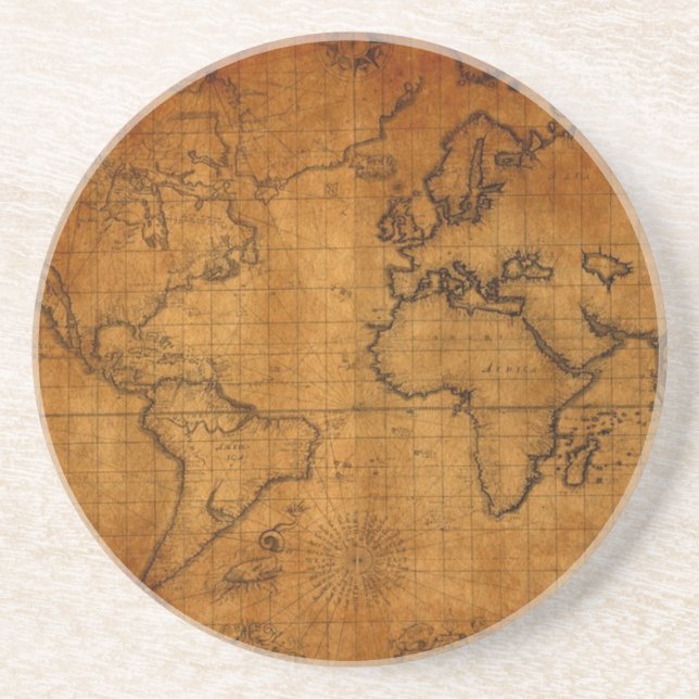 Posavasos De Arenisca Mapa del mundo antiguo (Frente)