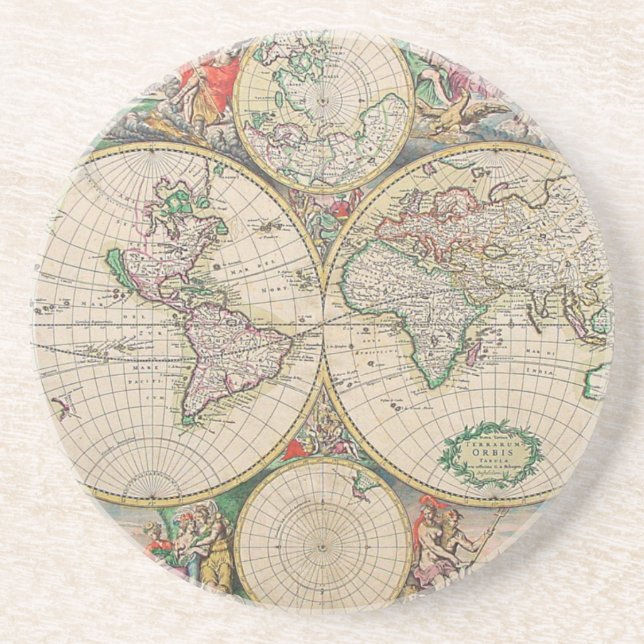 Posavasos De Arenisca Mapa del Mundo Antiguo (Frente)