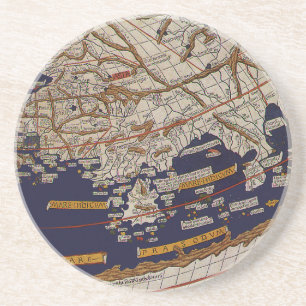 Posavasos De Arenisca Mapa del mundo ptolemaico antiguo, Johannes de Arn