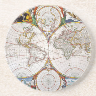 Posavasos De Arenisca MAPA DEL MUNDO, siglo XVII