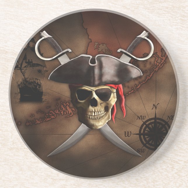 Posavasos De Arenisca Mapa del pirata (Frente)