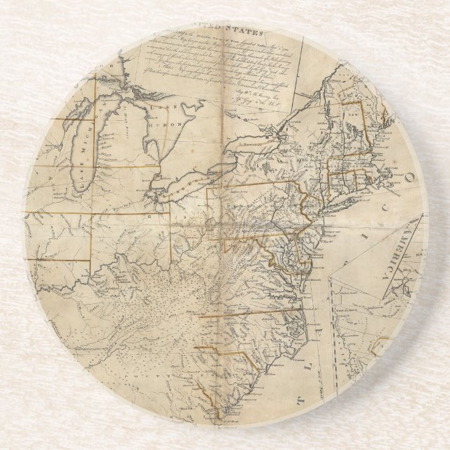 POSAVASOS DE ARENISCA MAPA: EE.UU., 1783 (Frente)