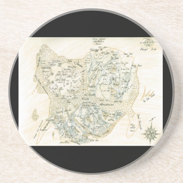 Posavasos De Arenisca Mapa etiquetado de Trino (Frente)