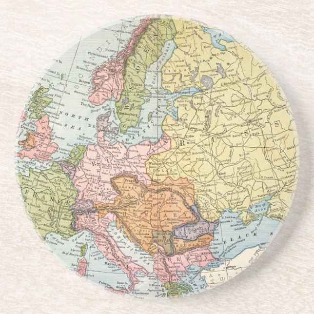 POSAVASOS DE ARENISCA MAPA: EUROPA, 1885 (Frente)