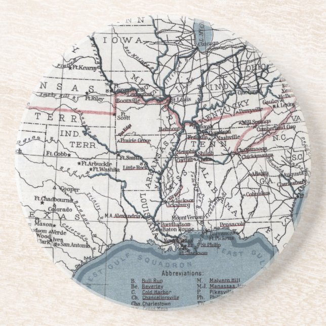 POSAVASOS DE ARENISCA MAPA: GUERRA CIVIL, 1861 (Frente)