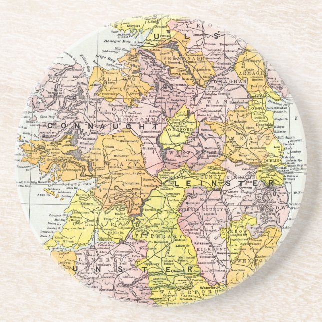 Posavasos De Arenisca MAPA: IRLANDA, c1890 (Frente)