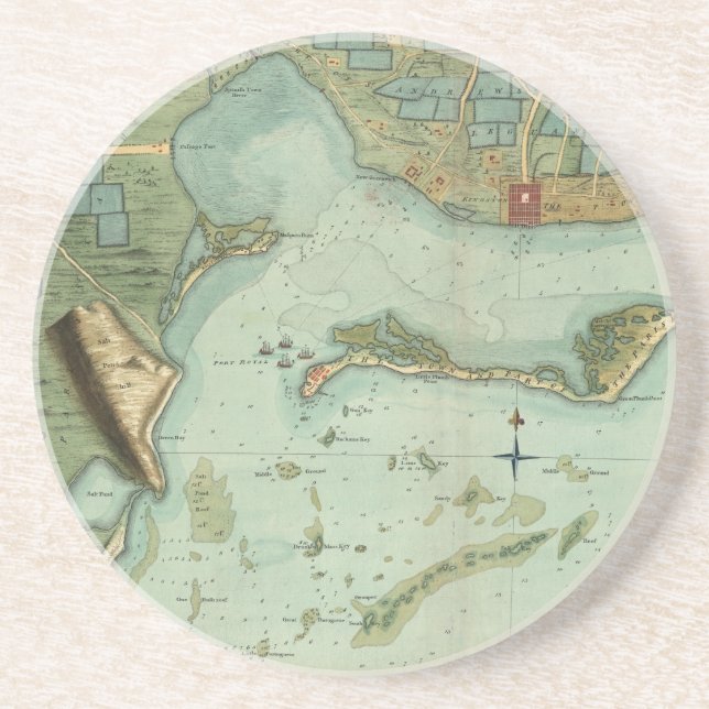 POSAVASOS DE ARENISCA MAPA: JAMAICA, 1756 (Frente)